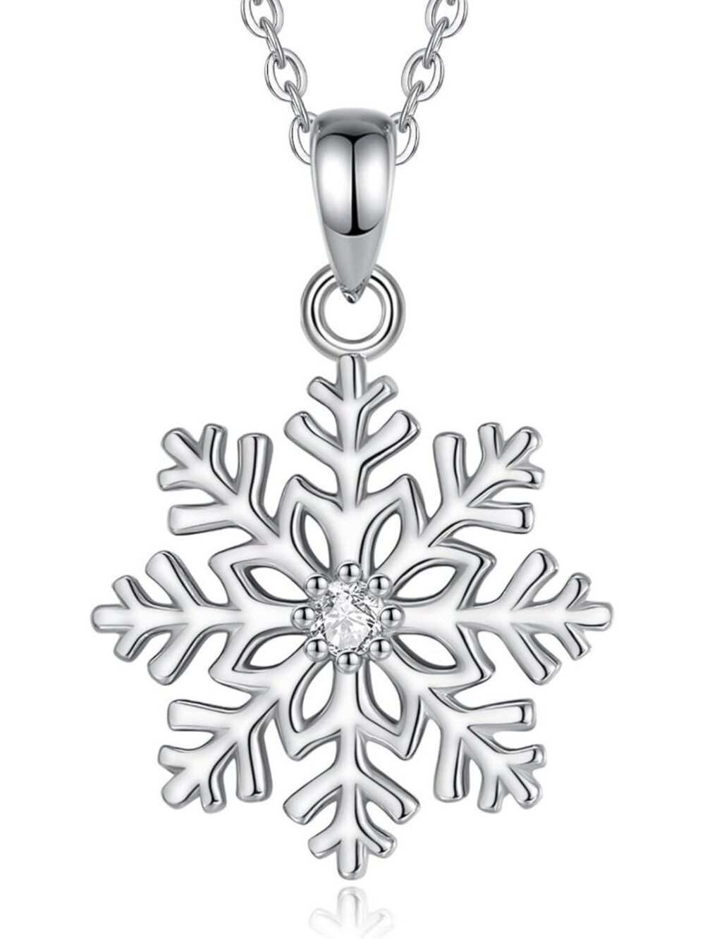 Sterling Silver Snowflake Pendant Necklace for Women - Elegant Winter Jewelry